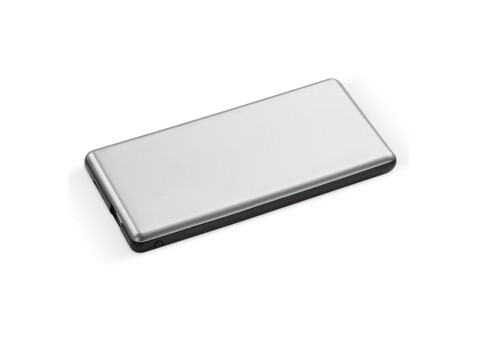 Powerbank 4000mAh mit Logo-Beleuchtung - Silber / Schwarz bedrucken, Art.-Nr. LT91288-N0502