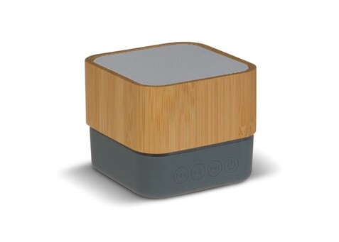 Speaker bamboo square 3W - Grau bedrucken, Art.-Nr. LT91290-N0061