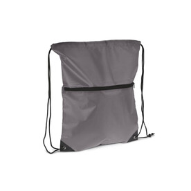 Kordelzugtasche 210T R-PET mit Reißverschluss - Grau bedrucken, Art.-Nr. LT91395-N0061