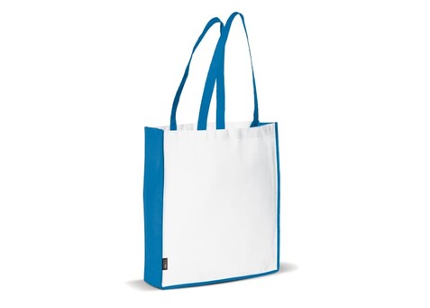 Tragetasche Non-Woven 75g/m² - Weiss / Blau bedrucken, Art.-Nr. LT91479-N0111