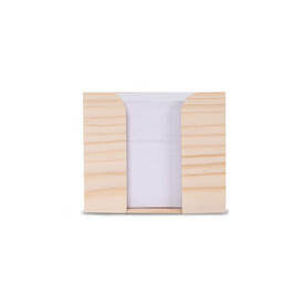 Zettelblock aus Holz, recycelt 10x10x8.5cm - Hellbraun bedrucken, Art.-Nr. LT91911-N0052