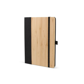Notizbuch bamboo &amp;amp; R-PET A5 - Schwarz bedrucken, Art.-Nr. LT92078-N0002