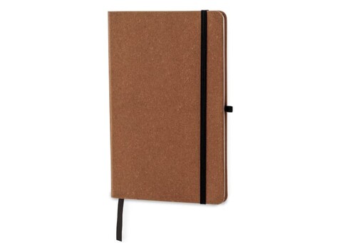 Hardcover-Notizbuch mit Einband aus recycelten Leder DIN A5 - Hellbraun bedrucken, Art.-Nr. LT92522-N0052