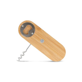 Multifunktionaler Flaschenöffner aus Bambus - Natur bedrucken, Art.-Nr. LT93097-N0094