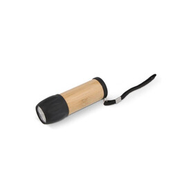 R-ABS &amp;amp; Bambus-Taschenlampe - Schwarz bedrucken, Art.-Nr. LT93317-N0002