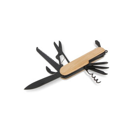 Multi-Tool-Bambus 9 Funktionen - Schwarz bedrucken, Art.-Nr. LT93409-N0002
