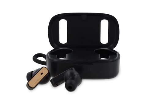 TWS Earbuds bamboo - Schwarz bedrucken, Art.-Nr. LT95017-N0002