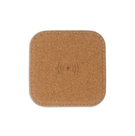 Square cork Wireless charger 5W - Natur bedrucken, Art.-Nr. LT95069-N0094