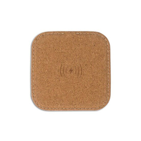 Square cork Wireless charger 5W - Natur bedrucken, Art.-Nr. LT95069-N0094