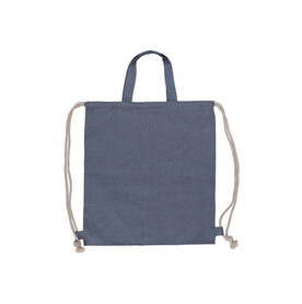 Tasche/Beutel mit Kordelzug aus recycelter Baumwolle 38x42cm - Blau bedrucken, Art.-Nr. LT95228-N0011
