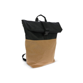 Rolltop-Rucksack Kork &amp;amp; R-PET 18L - Schwarz bedrucken, Art.-Nr. LT95292-N0002