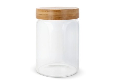Kanister Glas &amp; Bambus 900ml - Transparent bedrucken, Art.-Nr. LT95432-N0004
