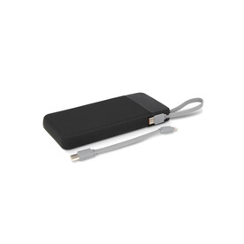 Ziara Powerbank with USB-C &amp;amp; Lightning Cable 10000mAh - Schwarz bedrucken, Art.-Nr. LT95502-N0002
