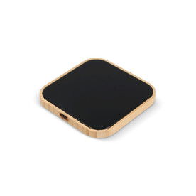 Kabelloses Ladegerät aus Bambus und Glas 10W - Schwarz bedrucken, Art.-Nr. LT95556-N0002