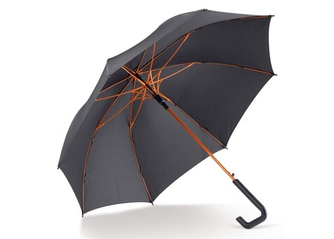 Stockschirm 23” selbstöffnend - Schwarz / Orange bedrucken, Art.-Nr. LT97109-N0226