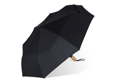 21” faltbarer Regenschirm aus R-PET -Material mit Automatiköffnung - Schwarz bedrucken, Art.-Nr. LT97112-N0002