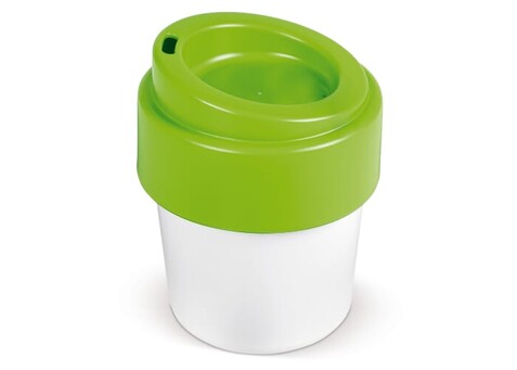 Heiß-aber-cool Kaffeebecher mit Deckel 240ml - Weiss / Hellgrün bedrucken, Art.-Nr. LT98707-N0132