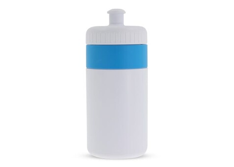 Sportflasche mit Rand 500ml - Weiss / Hellblau bedrucken, Art.-Nr. LT98735-N0112