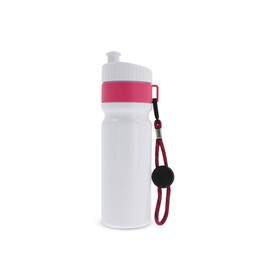 Sportflasche mit Rand und Kordel 750ml - Weiss / Rosa bedrucken, Art.-Nr. LT98736-N0176