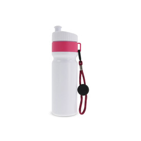 Sportflasche mit Rand und Kordel 750ml - Weiss / Rosa bedrucken, Art.-Nr. LT98736-N0176