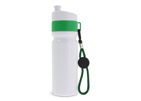 Sportflasche mit Rand und Kordel 750ml - Weiss / Grün bedrucken, Art.-Nr. LT98736-N0131