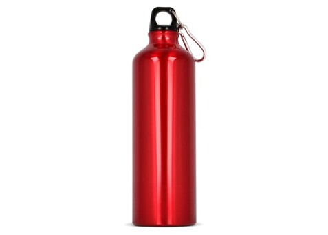 Aluminium Wasserflasche mit Karabiner 750ml - Dunkelrot bedrucken, Art.-Nr. LT98746-N0020