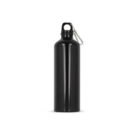 Aluminium Wasserflasche mit Karabiner 750ml - Schwarz bedrucken, Art.-Nr. LT98746-N0002