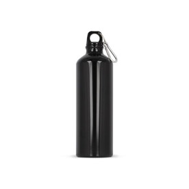 Aluminium Wasserflasche mit Karabiner 750ml - Schwarz bedrucken, Art.-Nr. LT98746-N0002