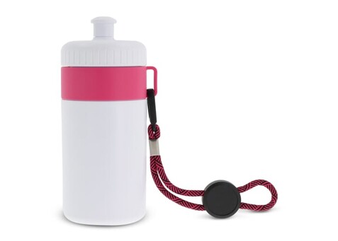 Sportflasche mit Halteschlaufe 500ml - Weiss / Rosé bedrucken, Art.-Nr. LT98785-N0176