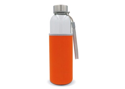 Trinkflasche aus Glas mit Neoprenhülle 500ml - Transparent Orange bedrucken, Art.-Nr. LT98822-N0426