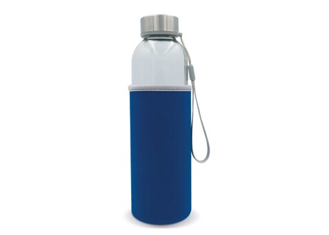 Trinkflasche aus Glas mit Neoprenhülle 500ml - Transparent Hellblau bedrucken, Art.-Nr. LT98822-N0412