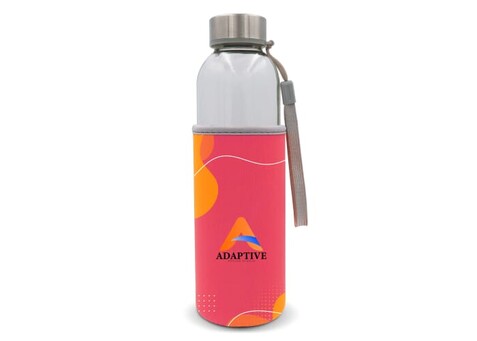 Trinkflasche aus Glas mit individuell bedruckter Neoprenhülle 500ml - Volle Farbe bedrucken, Art.-Nr. LT98823-N0995