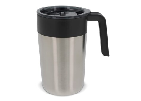 Doppelwandiger Kaffeebecher 400ml - Silber bedrucken, Art.-Nr. LT98834-N0005
