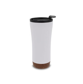 Doppelwandiger Becher mit einem Korkboden 480ml - Weiss bedrucken, Art.-Nr. LT98848-N0001