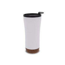 Doppelwandiger Becher mit einem Korkboden 480ml - Weiss bedrucken, Art.-Nr. LT98848-N0001