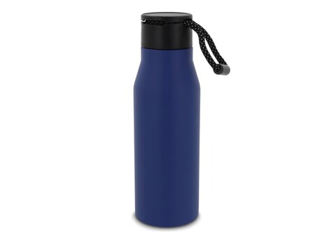 Isolierflasche mit Trageschlaufe 600ml - Dunkelblau bedrucken, Art.-Nr. LT98858-N0010