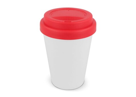 RPP Kaffeetasse Weißer Körper 250ml - Weiss / Rot bedrucken, Art.-Nr. LT98867-N0121