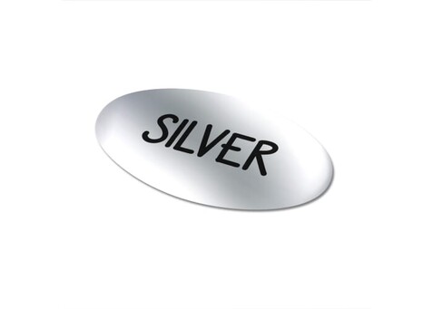 Vinyl Sticker Oval 30x15mm - Silber bedrucken, Art.-Nr. LT99158-N0005