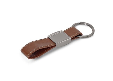 Schlüsselring Metall, echtes Leder - Cognac bedrucken, Art.-Nr. LT99663-N0053