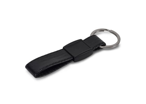 Schlüsselring Metall, echtes Leder - Schwarz bedrucken, Art.-Nr. LT99663-N0002