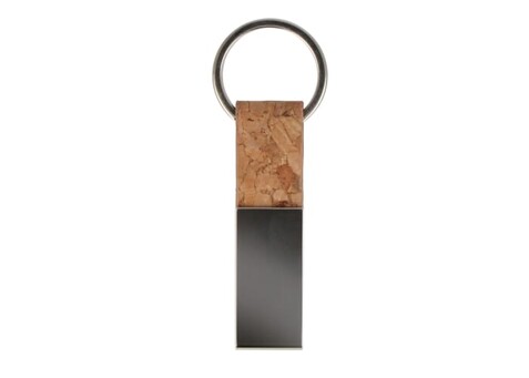 Schlüsselanhänger Kork &amp; Metall rechteckig - Natur bedrucken, Art.-Nr. LT99708-N0094