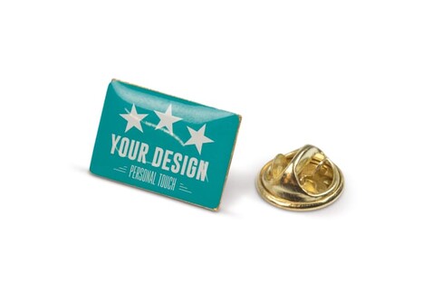 Metall Pin rechteckig 19x13mm - Gold Satin bedrucken, Art.-Nr. LT99737-N0092