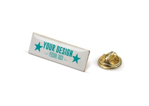 Metall Pin rechteckig 30x10mm - Gold Satin bedrucken, Art.-Nr. LT99742-N0092