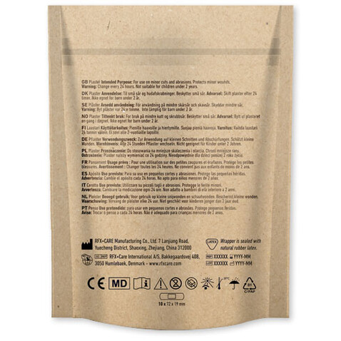 10 Stück individuell gestaltbare Pflaster mit vollfarbig bedrucktem Papiertasche, Kraftpapier bedrucken, Art.-Nr. 1Z279060