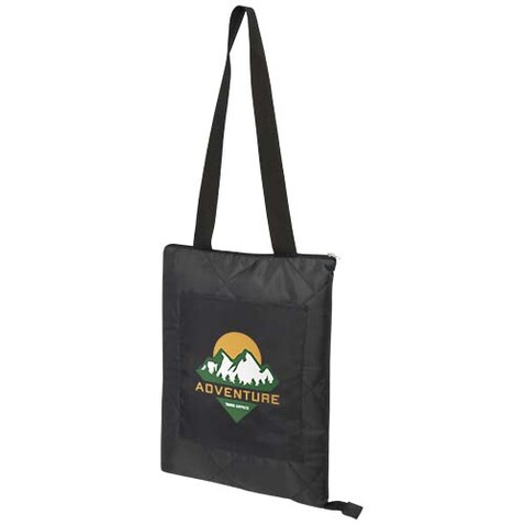 Clary Picknickdecke aus Recyceltem GRS-Polyester, schwarz bedrucken, Art.-Nr. 11332190