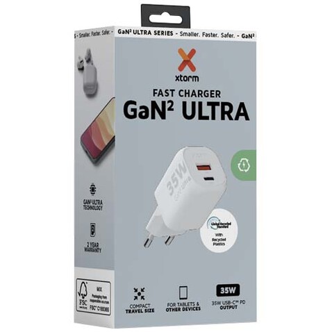 Xtorm XEC035 GaN² Ultra 35 W Wandladegerät, weiss bedrucken, Art.-Nr. 12439401