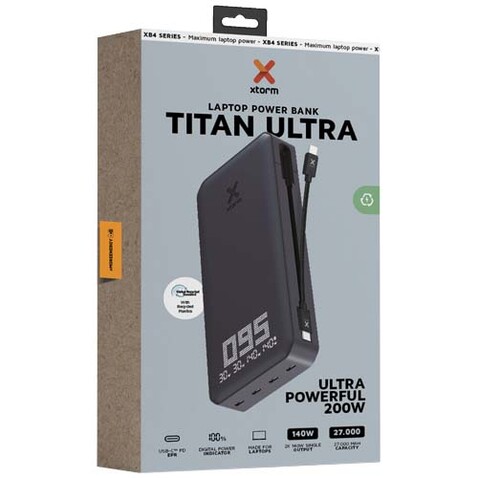 Xtorm XB403 Titan Ultra 27.000 mAh 200 W Laptop-Powerbank, schwarz bedrucken, Art.-Nr. 12440690