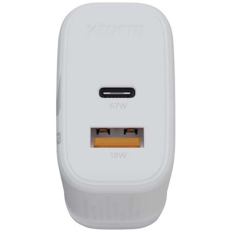 Xtorm XEC067G GaN² Ultra 67 W Wandladegerät mit UK-Stecker, weiss bedrucken, Art.-Nr. 12440701