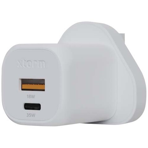 Xtorm XEC035 GaN² Ultra 35 W Wandladegerät mit UK-Stecker, weiss bedrucken, Art.-Nr. 12440801
