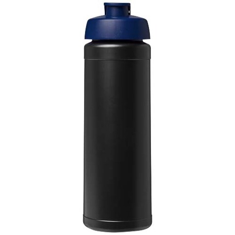Baseline Rise 750 ml Sportflasche mit Klappdeckel, schwarz, blau bedrucken, Art.-Nr. 21029191